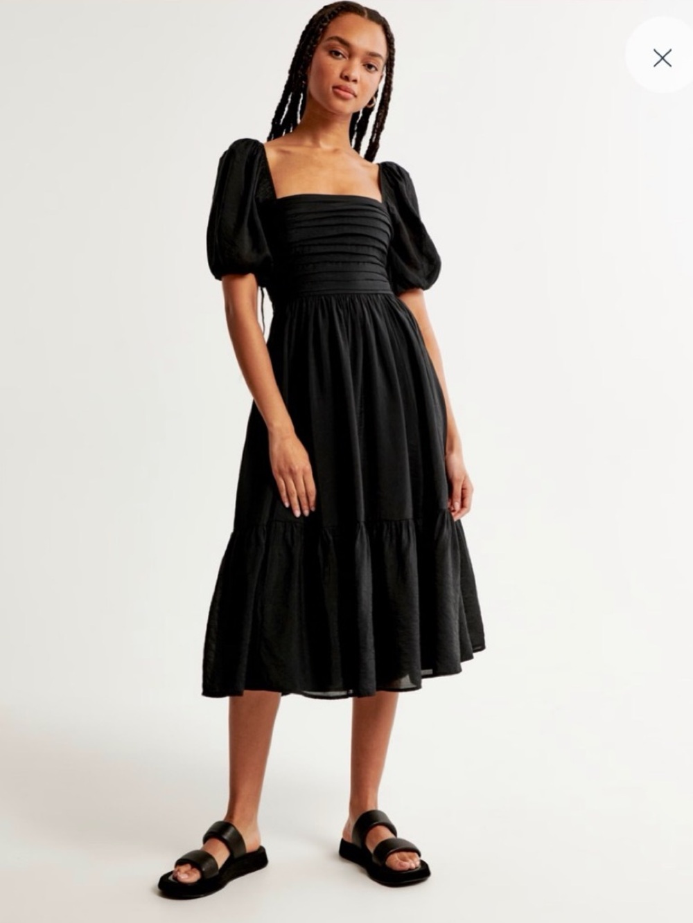 Abercrombie & Fitch Emerson Poplin Puff Sleeve Midi Dress - Picture 2 of 5